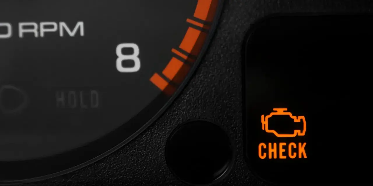 Pomarańczowa kontrolka "check engine" świeci się na desce rozdzielczej Audi A3 8P, sygnalizując problem z silnikiem.
