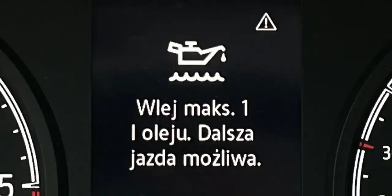 Kontrolka oleju z falą informuje: "Wlej maks. 1 l oleju. Dalsza jazda możliwa.