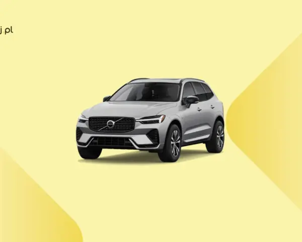 Srebrne Volvo XC60 na żółtym tle. Dowiedz się, jaki olej silnikowy wybrać do swojego Volvo XC60.