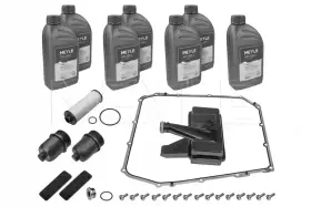 Zestaw do audi a4 b8 wymiana oleju w skrzyni manualnej: 4 butelki oleju MEYLE ATF SGO S, filtr, uszczelka miski olejowej, sitko, śruby.